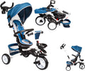 Foldable 7 in 1 Tricycle Stroller with Canopy and Storage Bag C278786