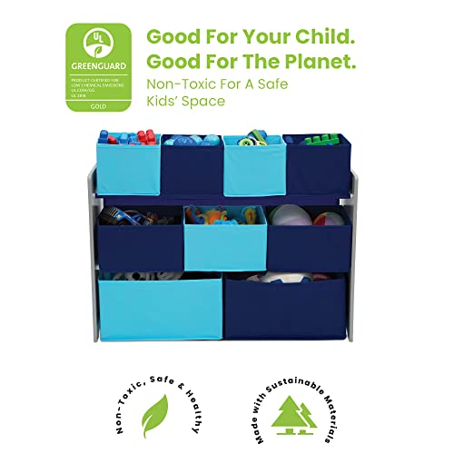 Grey/Blue Kids Wood Table and Chair Set with Toy Organizer D317