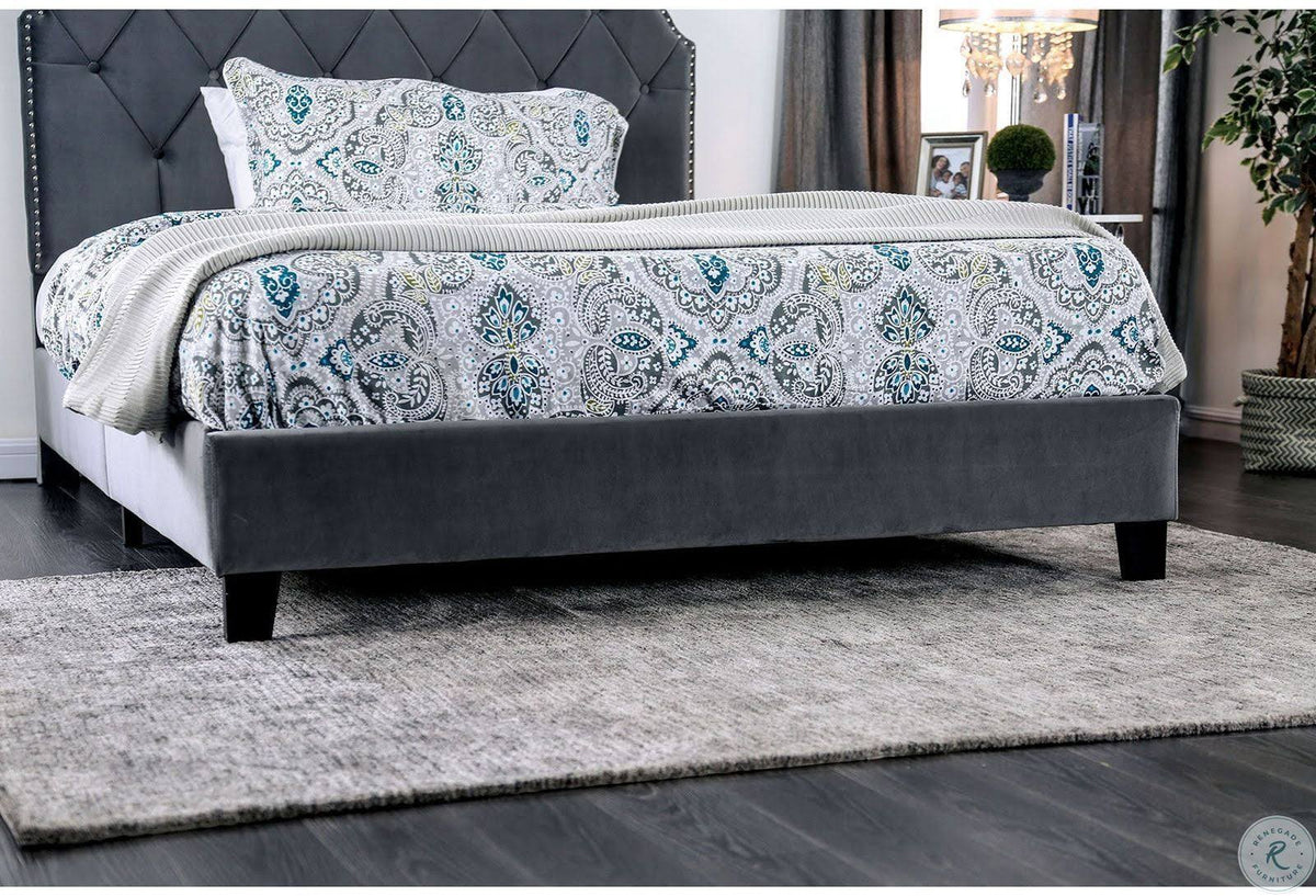 Gray Upholstered Full Bed X1597