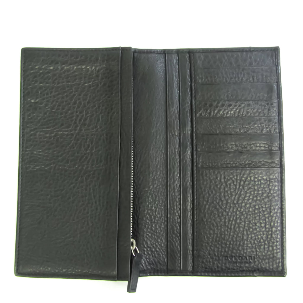 Pre-Owned Black Leather Long Wallet O8807