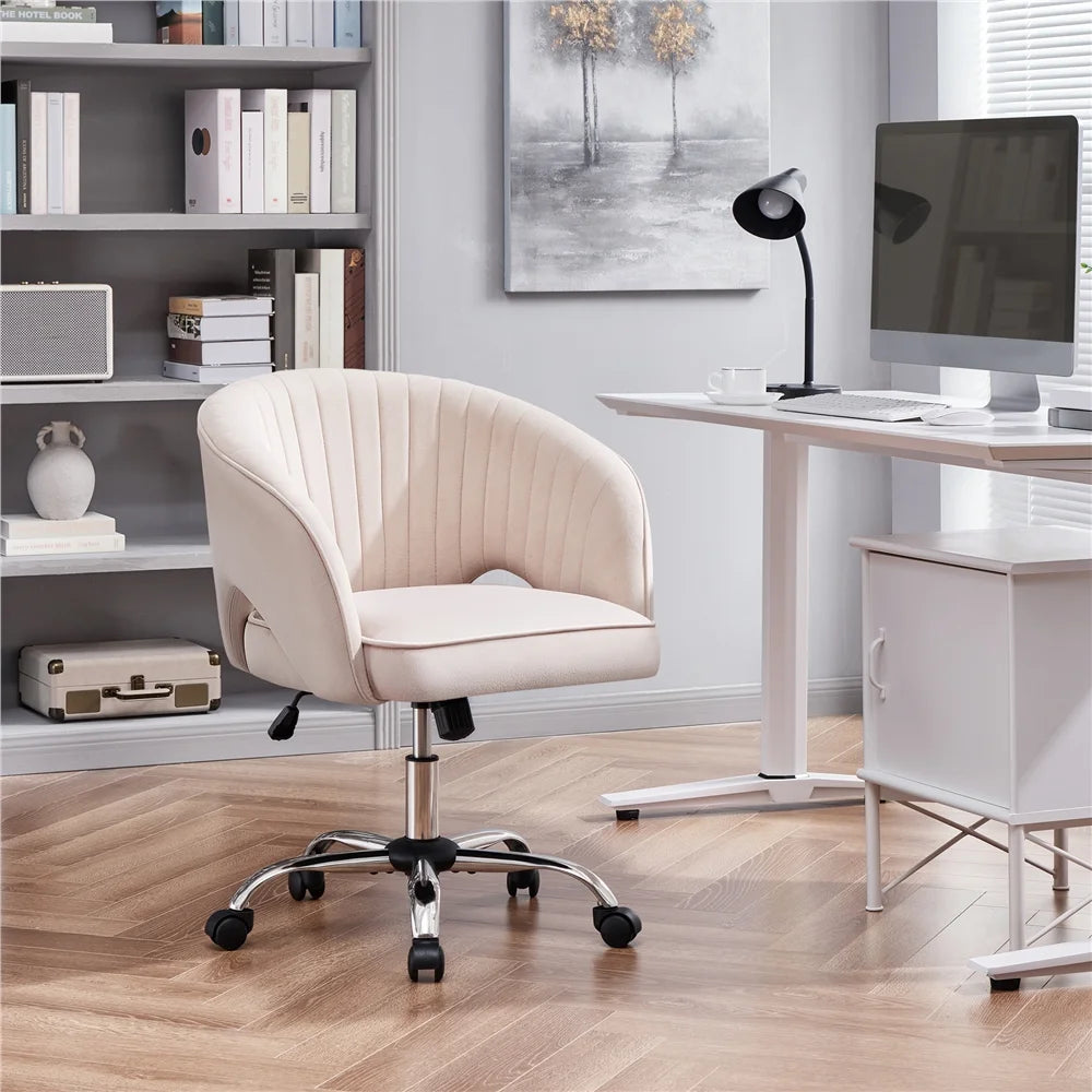 Cream Velvet Tufted Office Chair Z7202