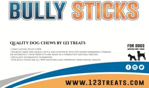 12 Inch Bully Stick for Dogs 1 Pound Bag Natural Beef Dental Chews T3905