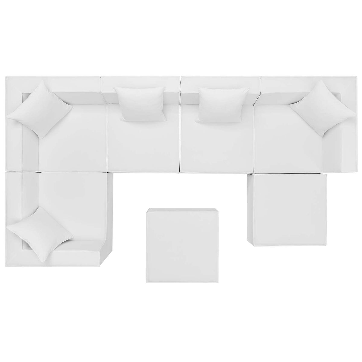 7-Piece White Upholstered Sectional Sofa P1932