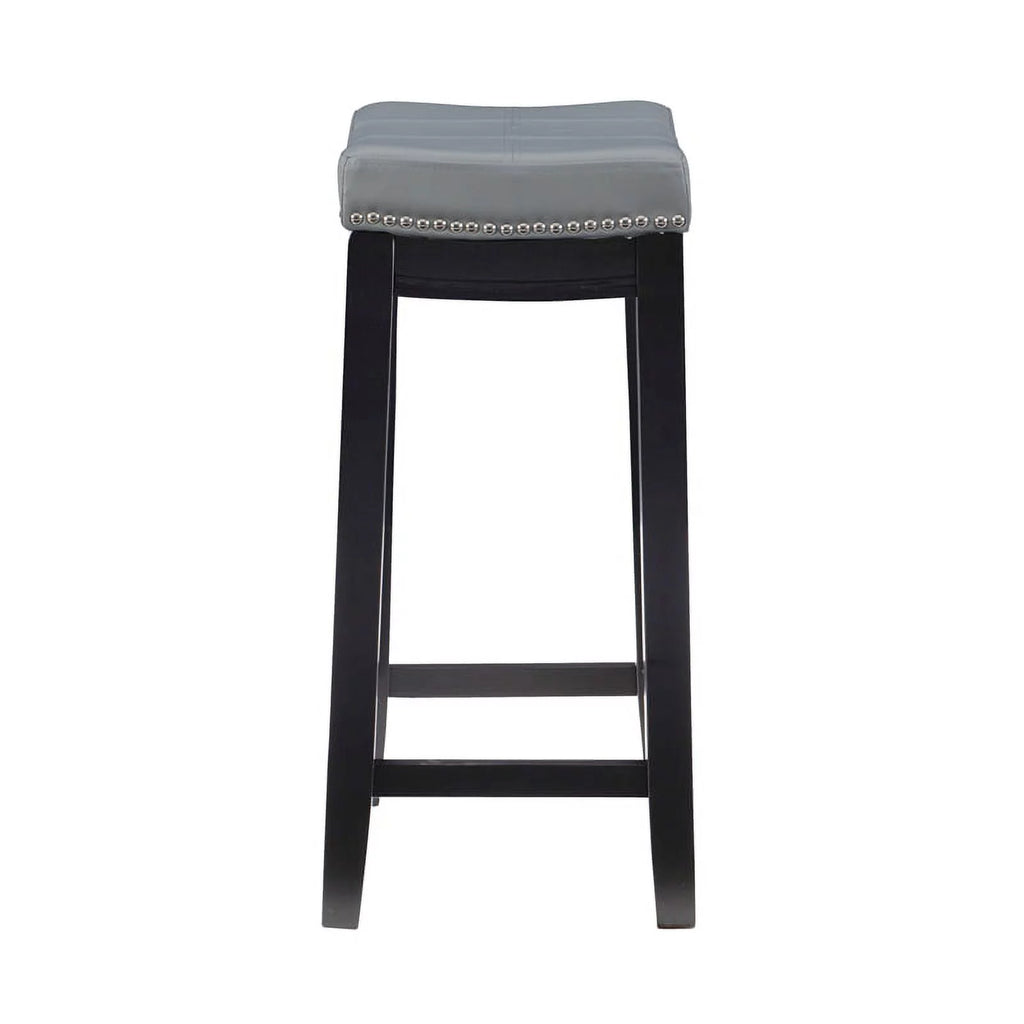 Gray Faux Leather Wood Backless Counter Stool N780697