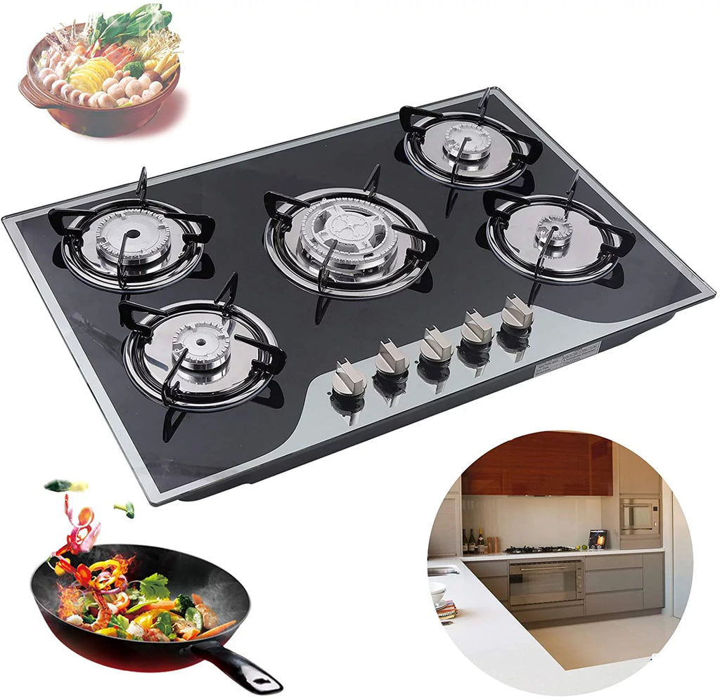 Gas Cooktops 5 Burner Tempered Glass K979