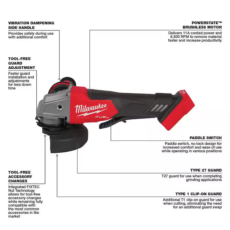 18V Brushless Cordless 1/2 in. Impact Wrench with Grinder B7043