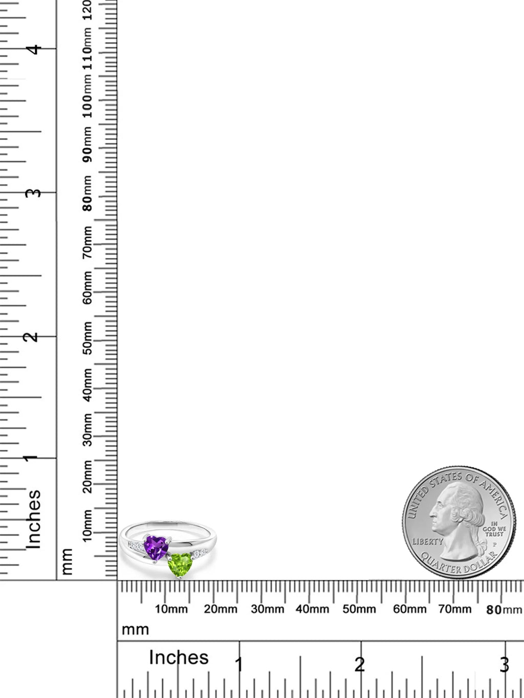 Purple Amethyst Green Peridot 18K Yellow Gold Plated Silver Ring D78128