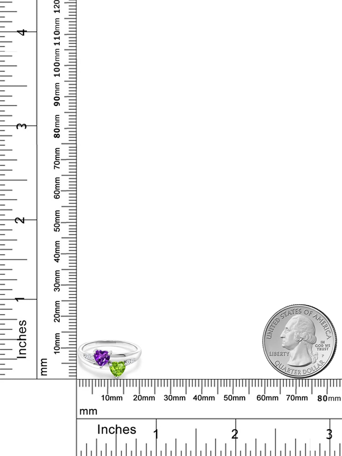 Purple Amethyst Green Peridot 18K Yellow Gold Plated Silver Ring D78128