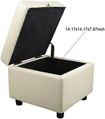 Black Tufted Leather Flip Top Ottoman X452406