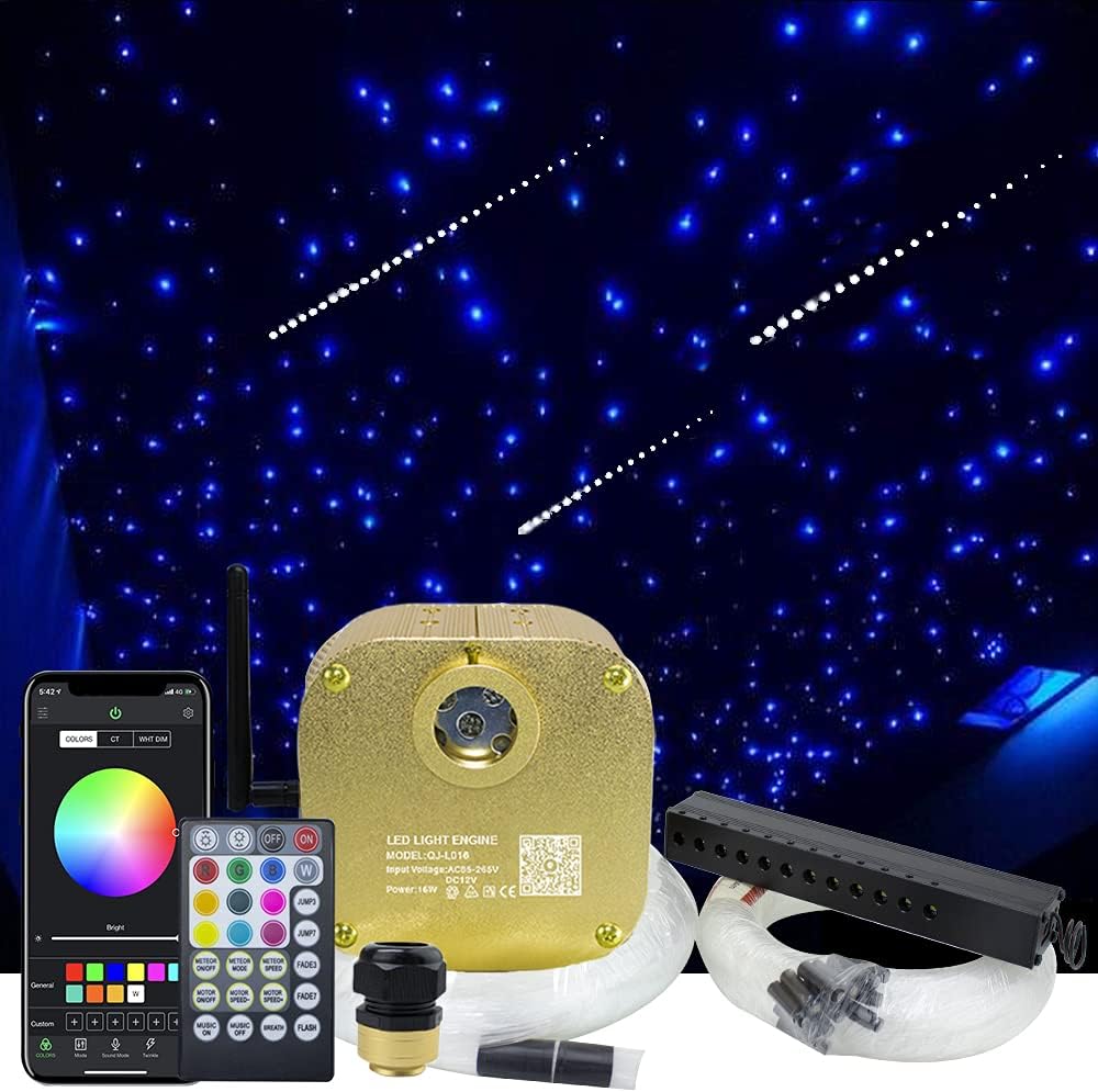 Fiber Optic Light Kit 20W RGBW Dual-Head Star Ceiling Light with 620pcs Mixed Fiber Optic Strands F195602