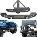 Front and Rear Bumpers with Tire Carrier & LED Light Bar & Hitch Receiver O758942