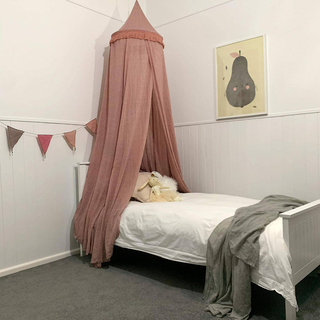 Hanging Dusty Dirty Pink Princess Canopy with Tassels T97200