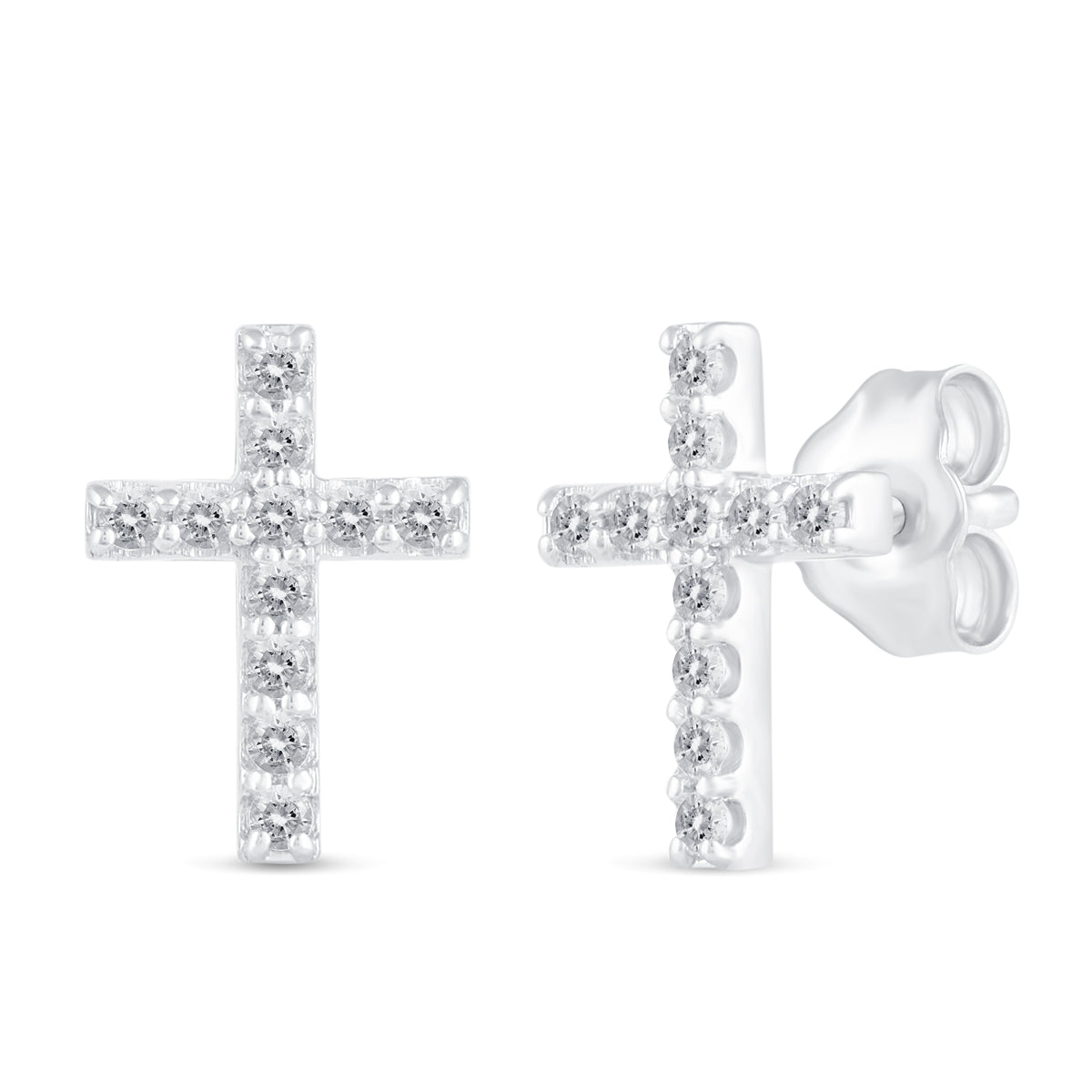 1/4 CTW Real Diamond Stud Earrings in 925 Sterling Silver T7880