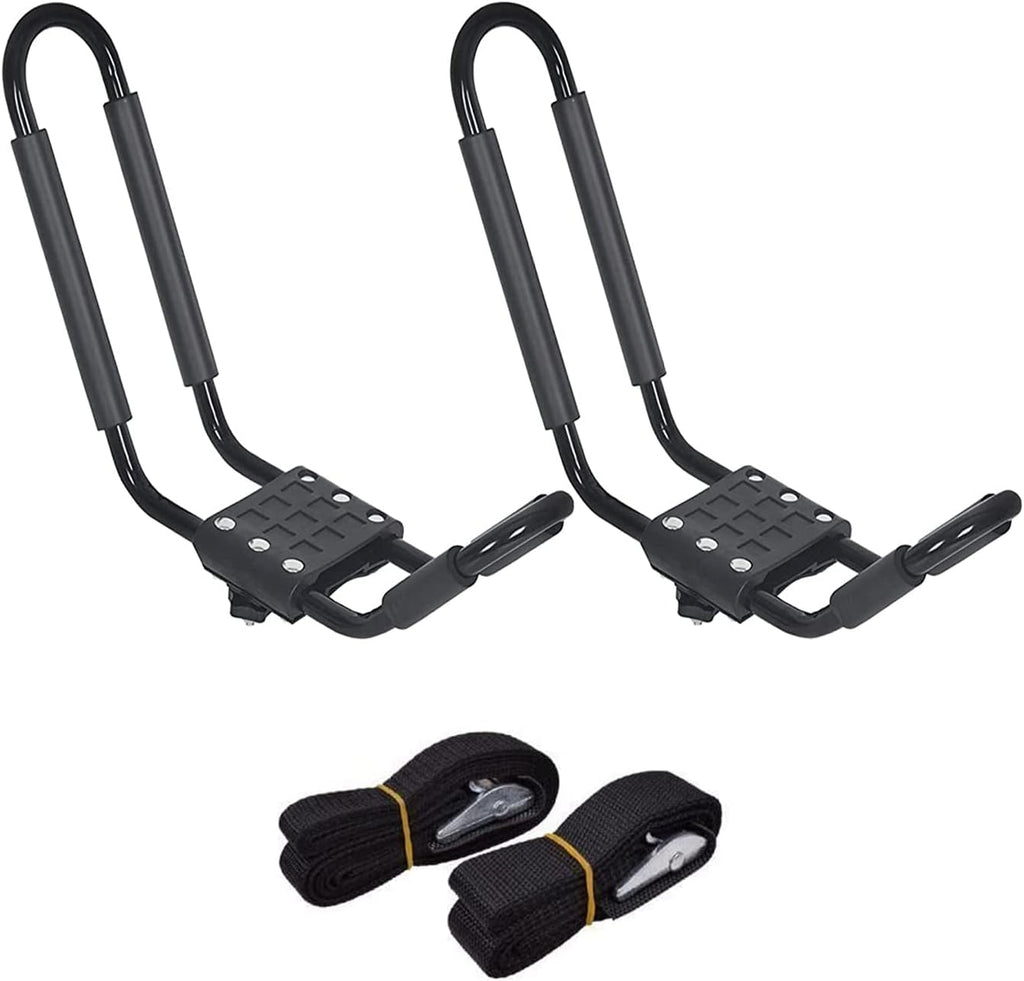2PCS J-Bar Kayak Roof Rack with 2 7.2Ft Ratchet Lashing Straps V808