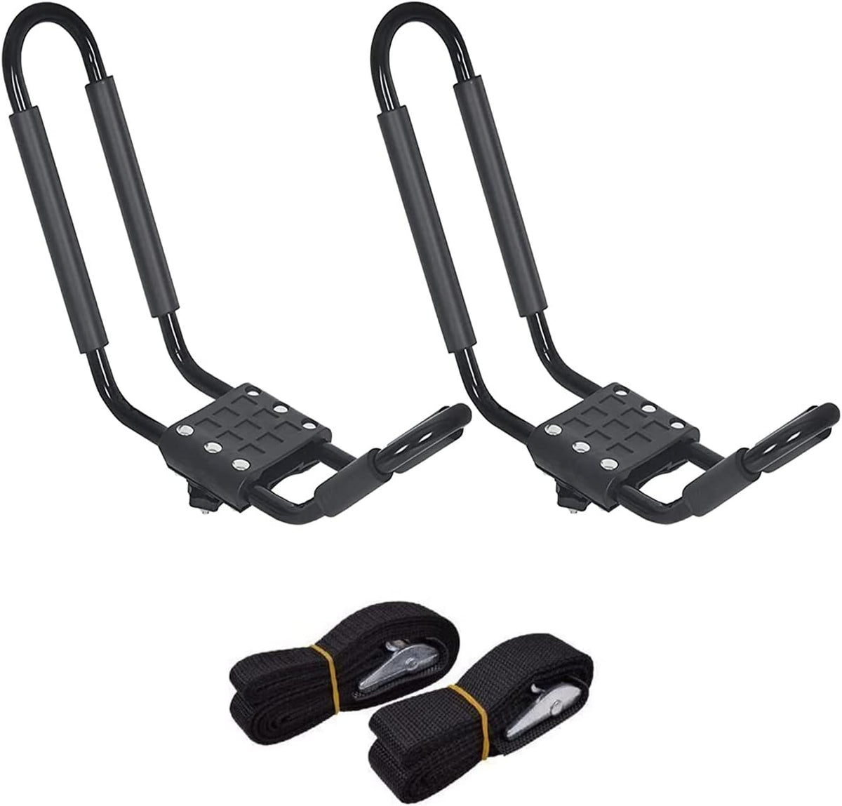 2PCS J-Bar Kayak Roof Rack with 2 7.2Ft Ratchet Lashing Straps V808
