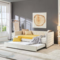 Beige Upholstered Tufted Daybed with Trundle T2525