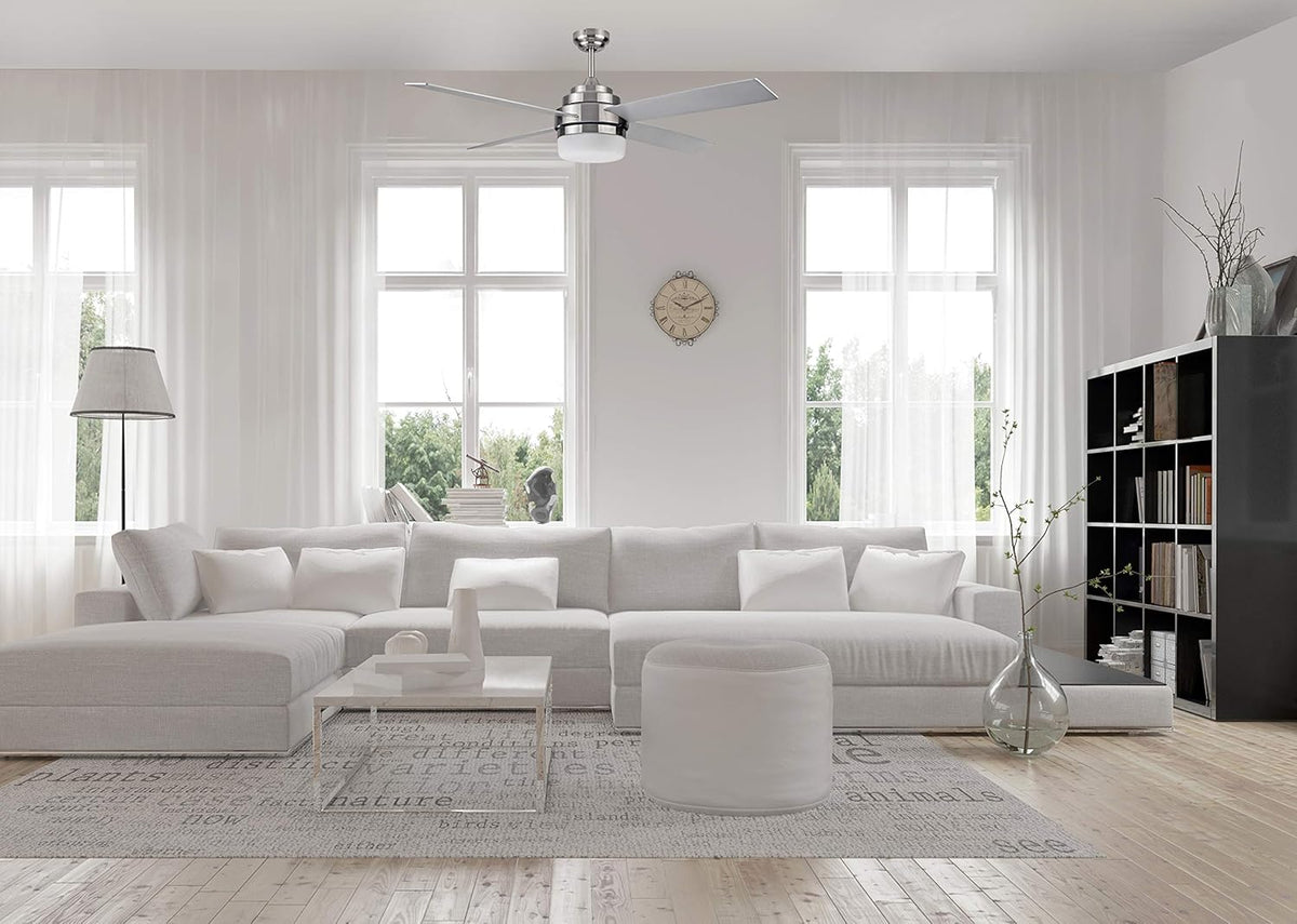 Brushed Nickel Contemporary Indoor Ceiling Fan with LED Light Kit and Remote Control M70647
