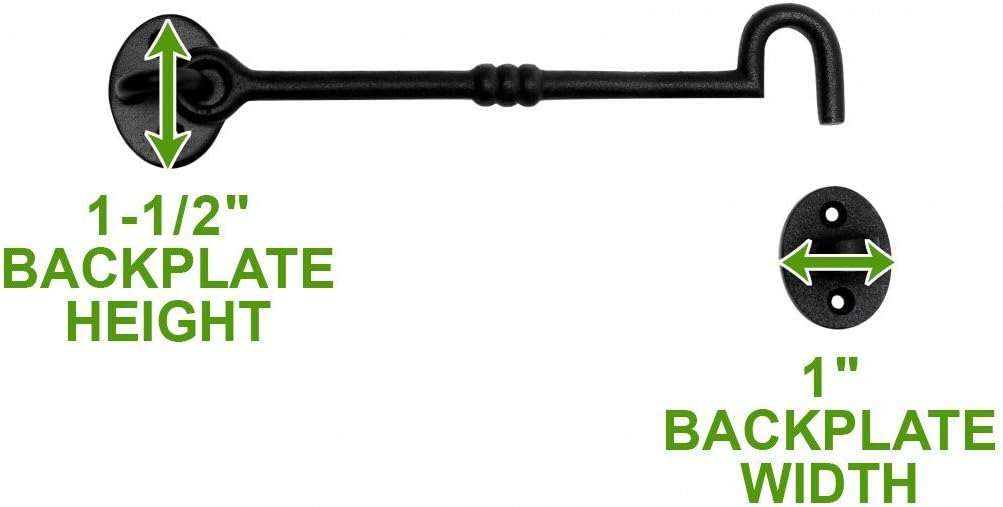 Black Wrought Iron Cabin Hook Eye 7 Inches Long Pack of 6 T4179
