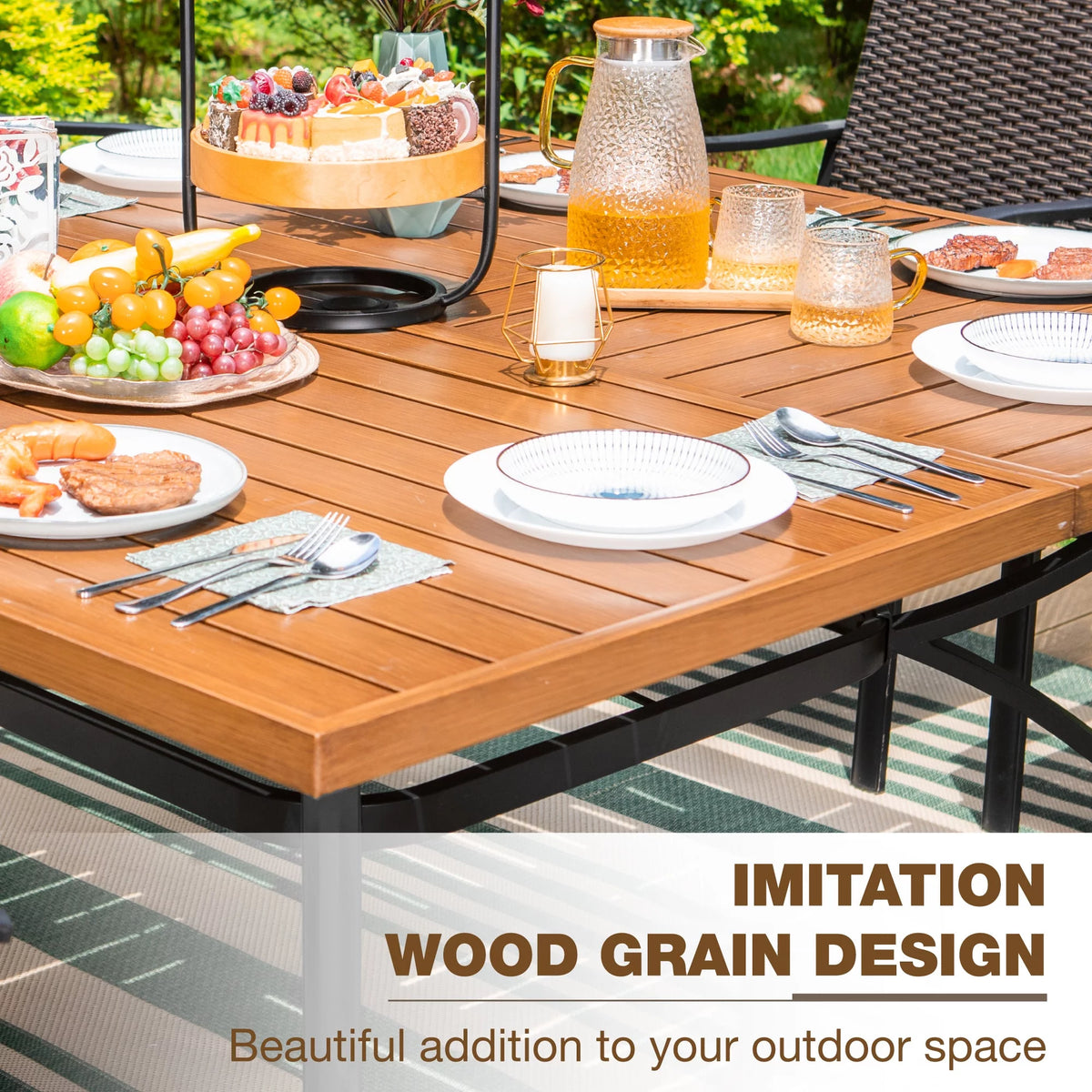 9-piece Outdoor Patio Dining Set with Metal Table and Wicker Rattan Chairs A62639