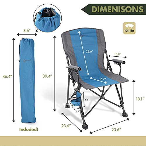 Tan & Gray Heavy-Duty Folding Camping Quad Chair with Cup Holder X594