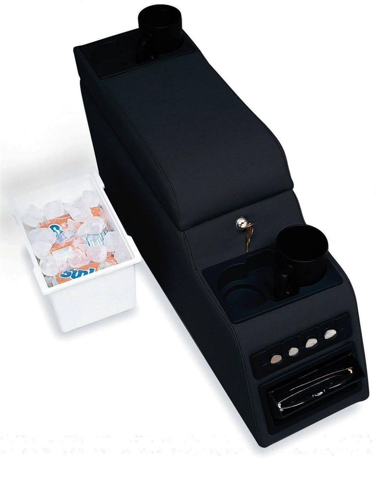 Denim Black Locking Center Console L879