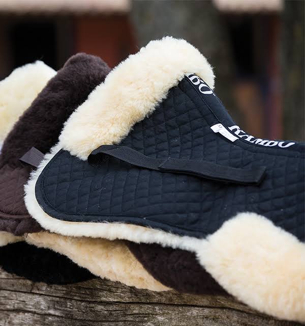 Black Sheepskin Half Pad Horse C322008