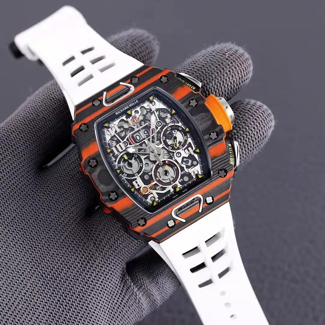 Black Orange Skeleton Dial Watch Y83638