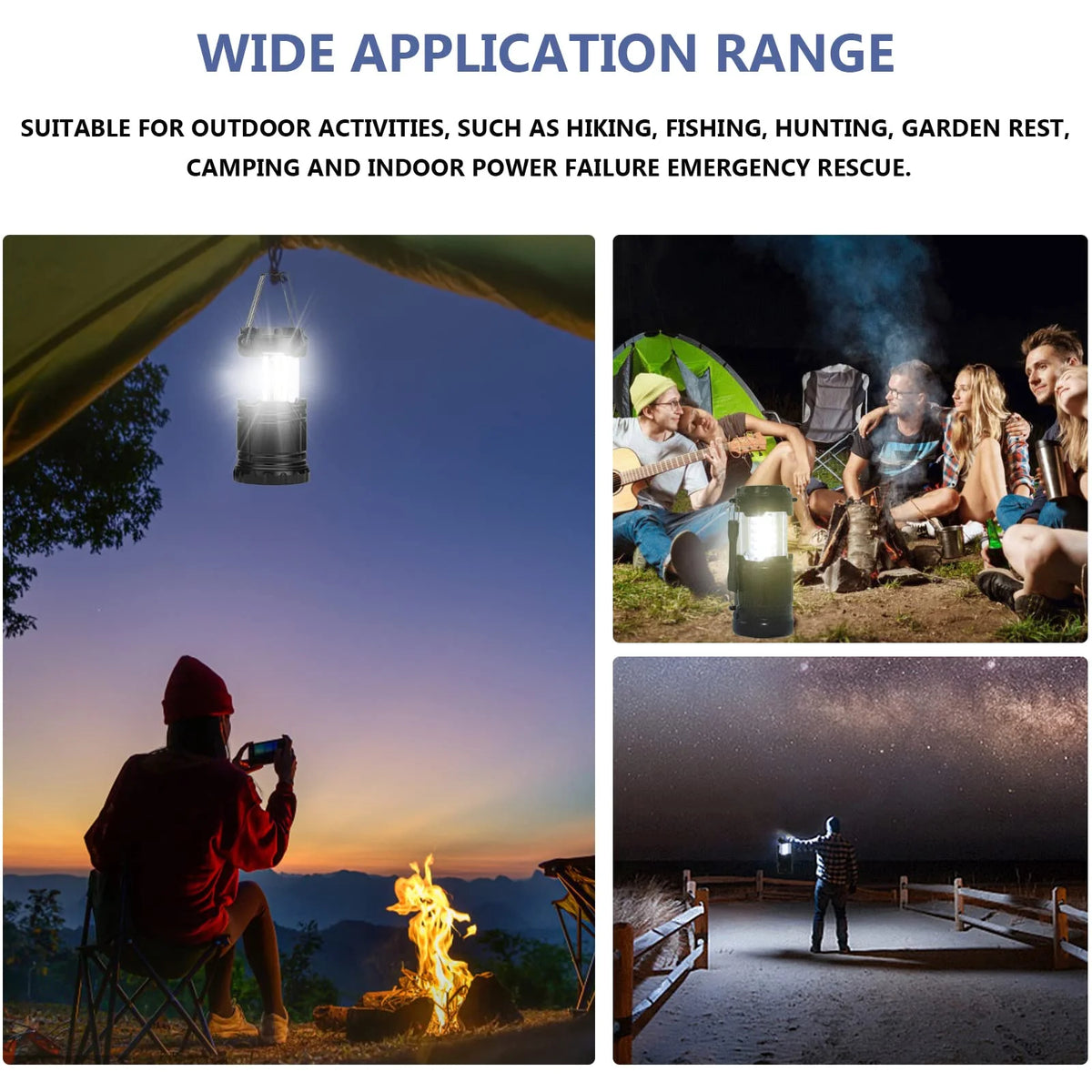 4 Pack Camping Lantern with 30 LED Bulbs and COB Flashlight B78015
