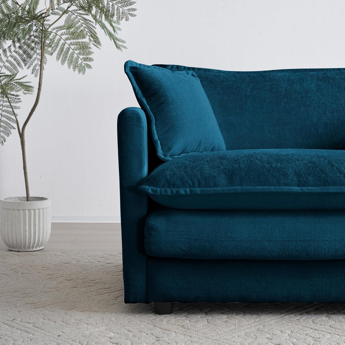 U Shaped Convertible Modular Sectional Sofa with Movable Ottomans, 5-Seater Deep Seat Chenille Upholstered Sleeper Sofa N6693