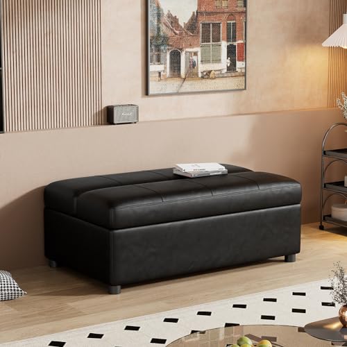 Twin Size Leather Folding Ottoman Sleeper Chair Bed A764