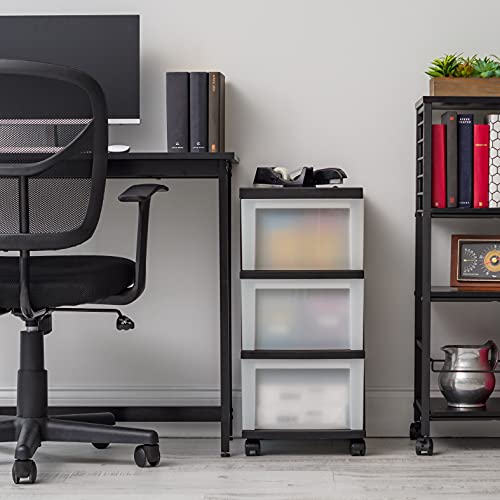Black Plastic 4-Drawer Rolling Cart L758568