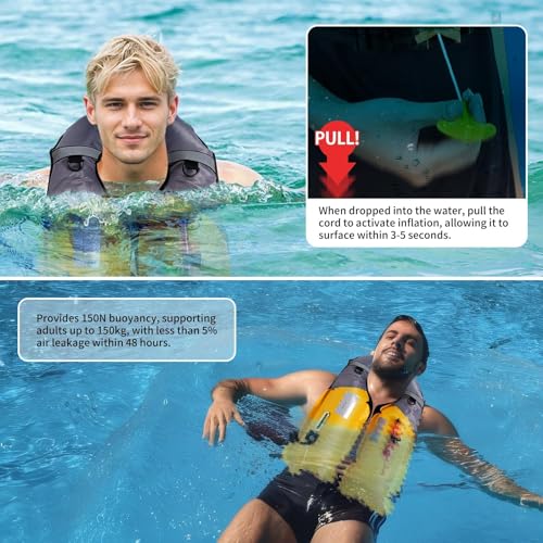 Manual Inflatable Swim Jacket with Zipper Pocket E728804