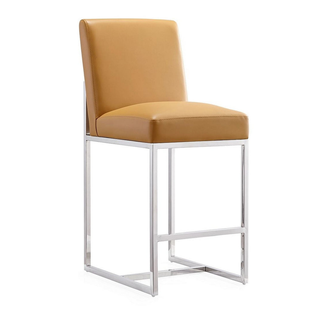 Camel Polished Chrome Stainless Steel Counter Height Bar Stool Set of 2 Z4704
