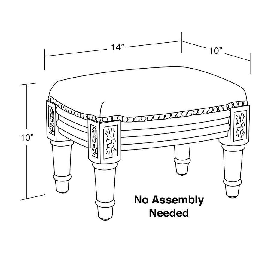 Floral Footstool with Antique White Finish F741