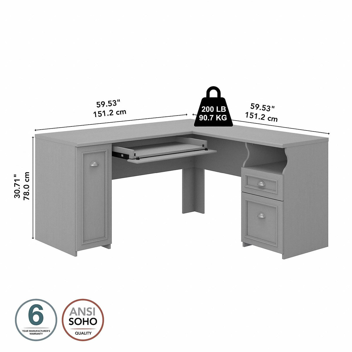 L-Shaped Desk and Storage Cabinet S2565