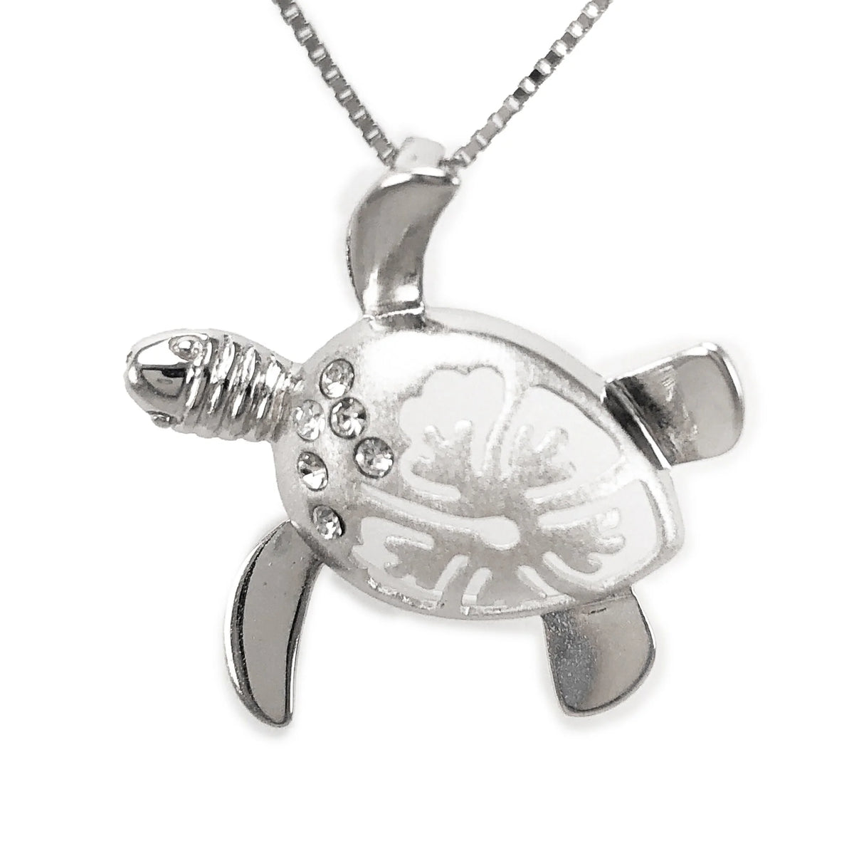 Sterling Silver Turtle Hibiscus Earring and Necklace X276502