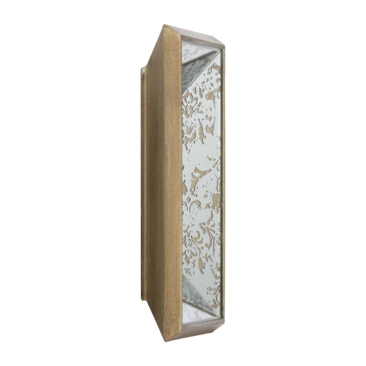 12" Brown and Silver Wooden Framed Rectangular Hanging Mirror J69353
