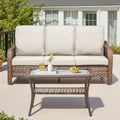5 Pieces All-Weather Wicker Patio Furniture Set with Swivel Rocking Chairs T153