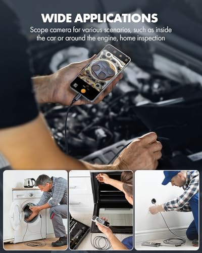 Dual Lens Endoscope Camera with Light, 1080P HD Borescope with 8 LED Lights, USB Endoscope with 16.5ft Semi-Rigid Snake Camera, IP67 Waterproof Inspection Camera K410