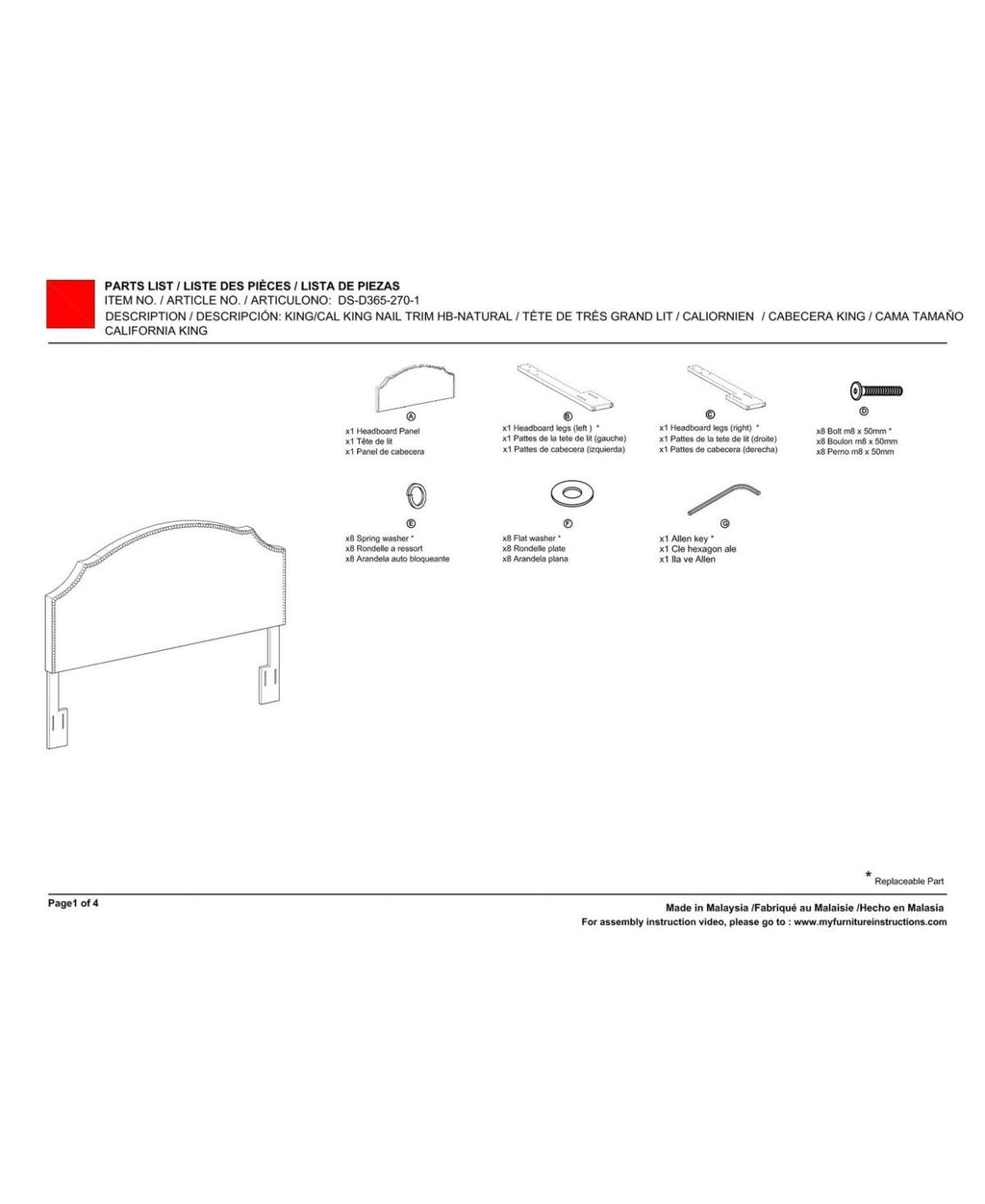 King Nail Trim Headboard K15869
