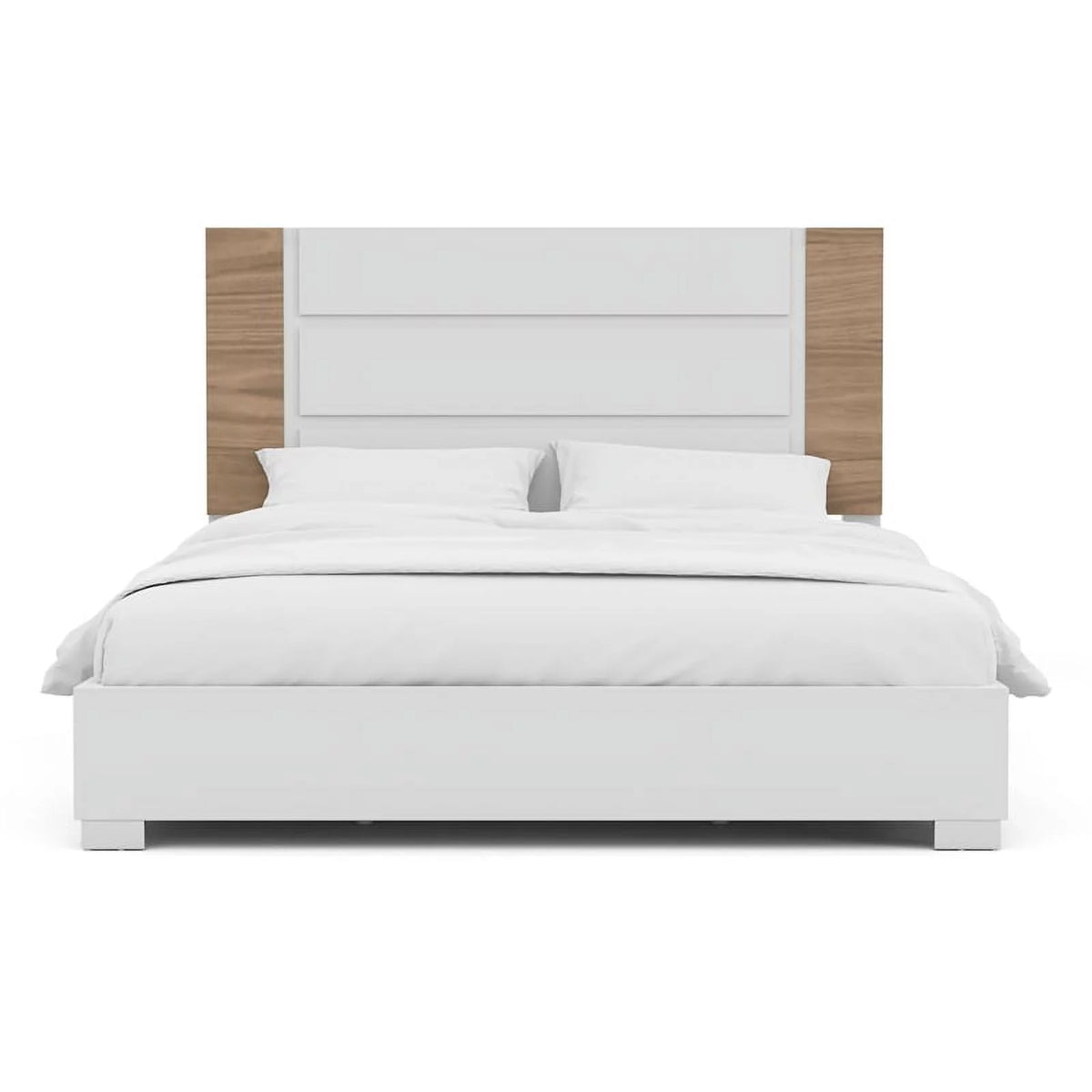 White Wood 3pc Queen Bedroom Set with 2 Nightstands I3654