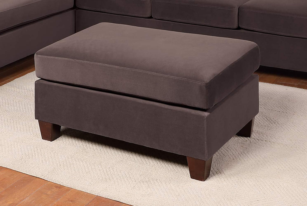 Dark Coffee Velvet Rectangle Cocktail Ottoman L125