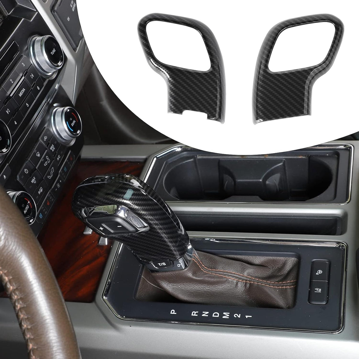 Red Carbon Fiber Gear Shift Knob Cover Trim R638
