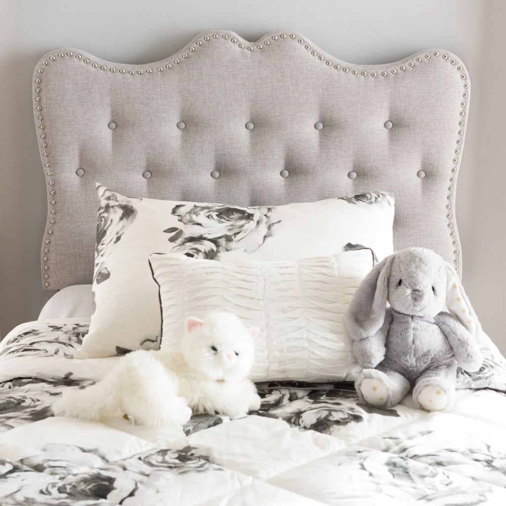 Greyish Beige Fabric Twin Headboard A22674