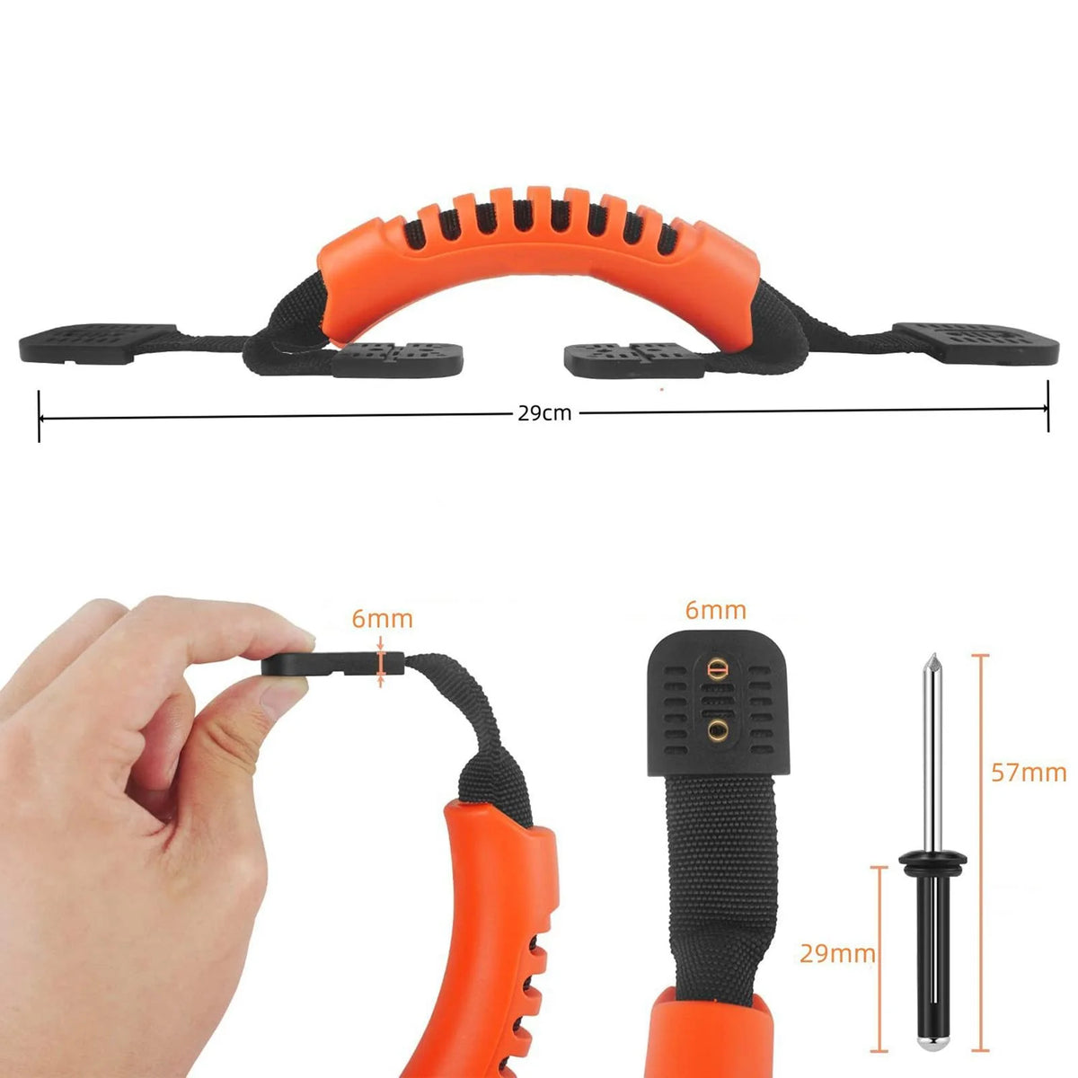 Black Kayak Carry Handles with Screws Pad Eye B994