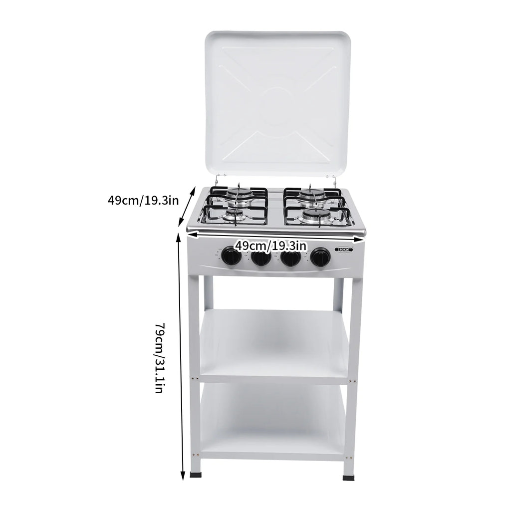 Portable 4 Burner Gas Stove with Support Leg Stand and Storage Rack R963546