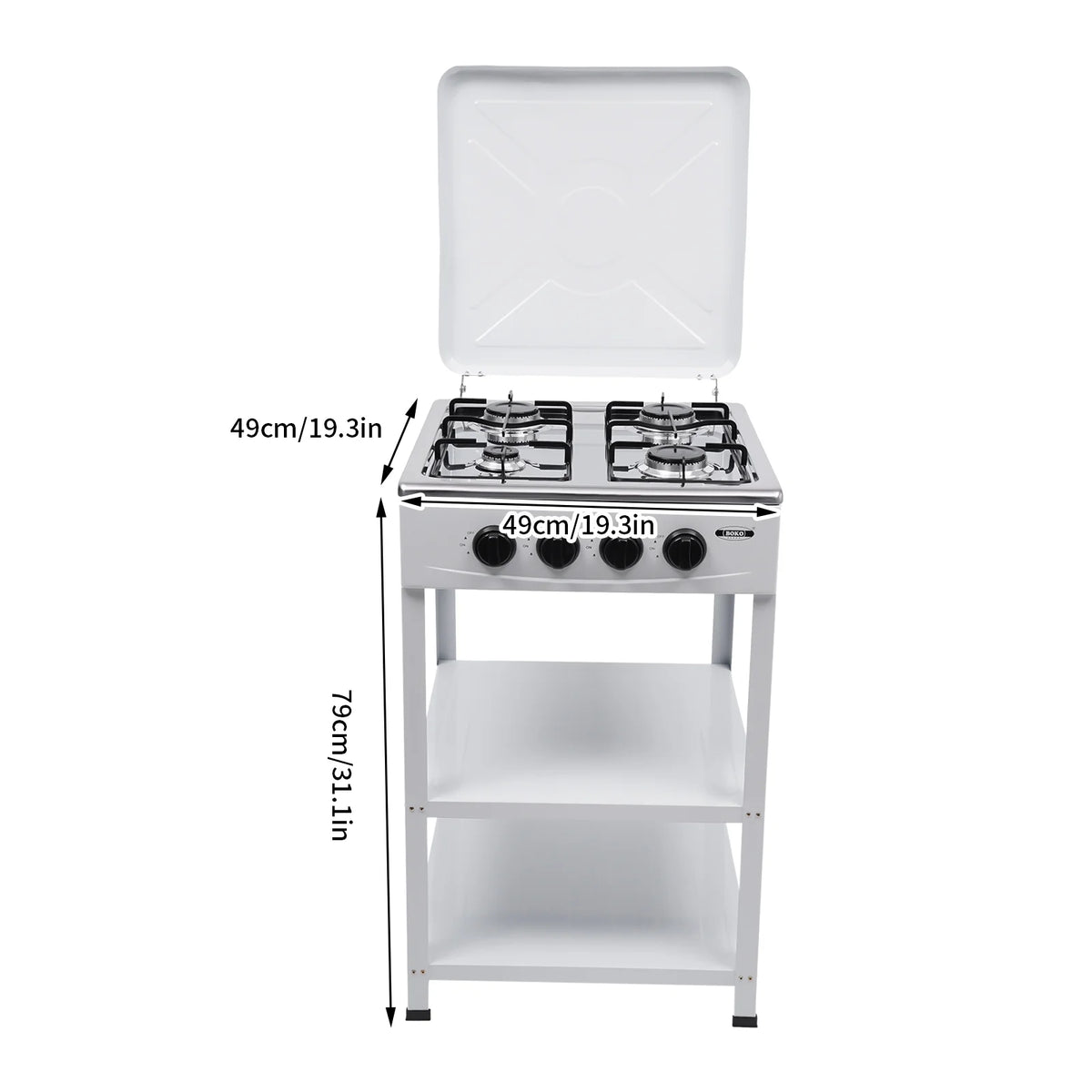 Portable 4 Burner Gas Stove with Support Leg Stand and Storage Rack R963546