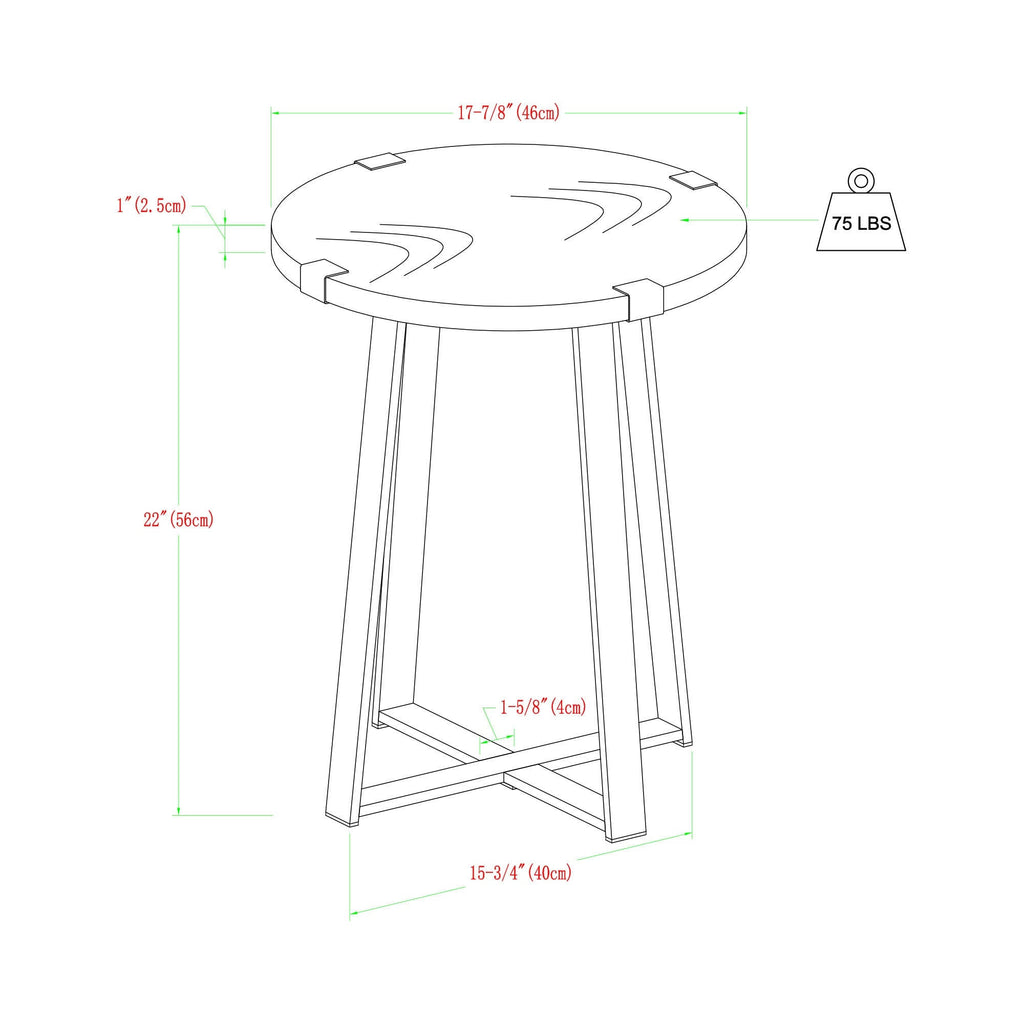 Dark Concrete Round Metal Side Table X4737