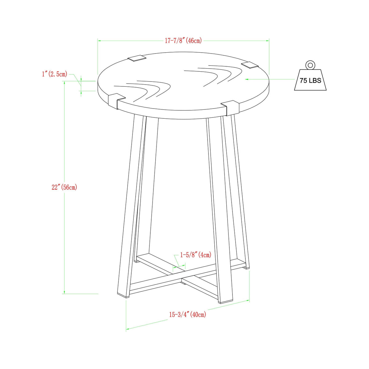 Dark Concrete Round Metal Side Table X4737