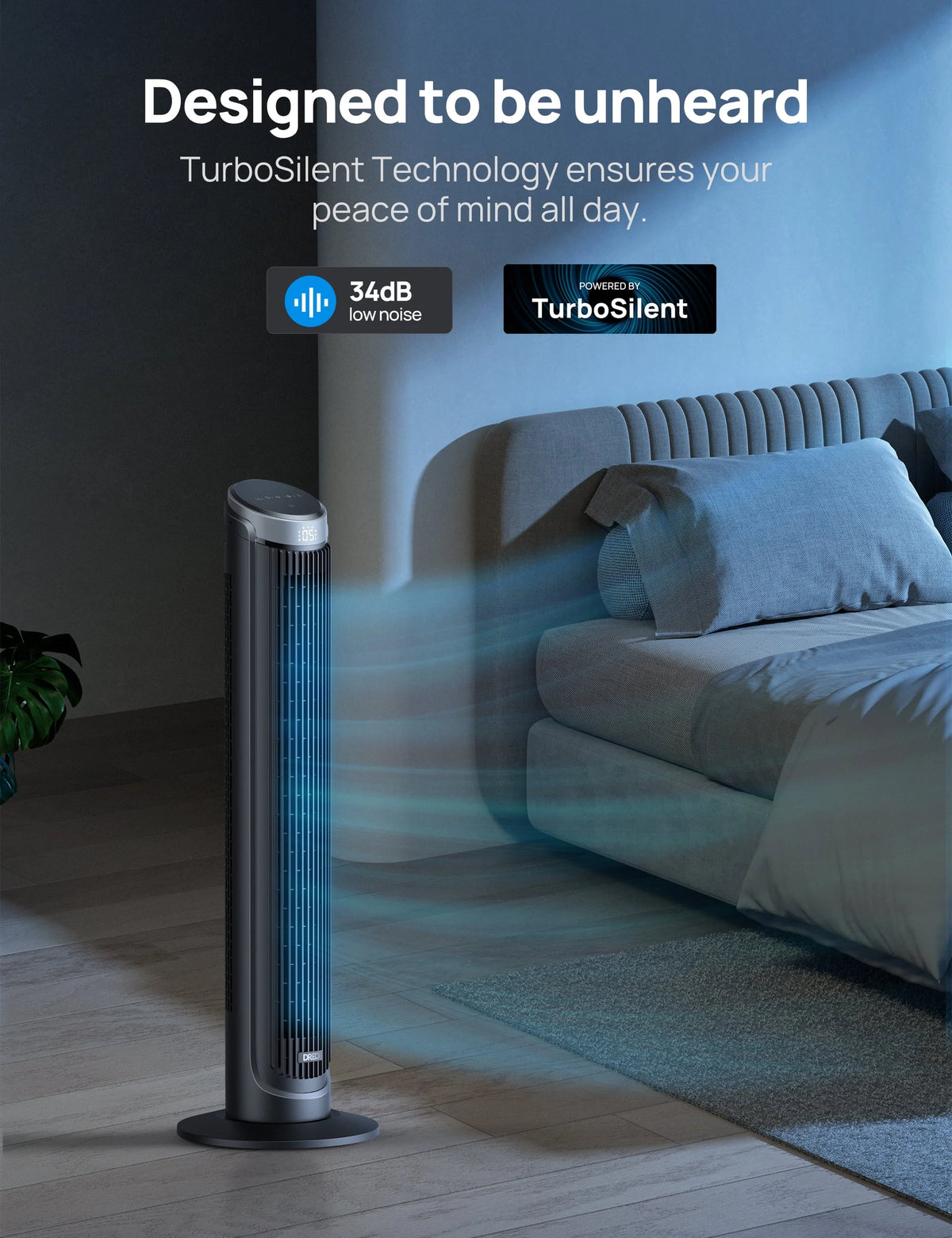 90° Oscillating Tower Fan with Remote, 4 Modes, 12H Timer, 40 Inch Z505299